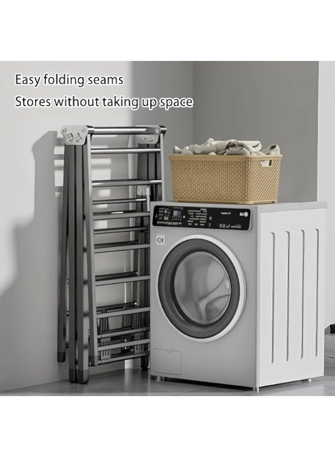 POWER Indoor stainless steel clothes drying rack foldable floor rack widened balcony simple wing-shaped large clothes drying rack - Image 3